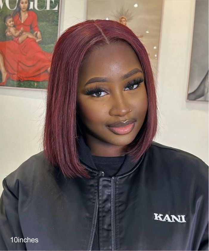 GLAMMANE 5x5 Lace Closure Straight Burgundy Bob Wig