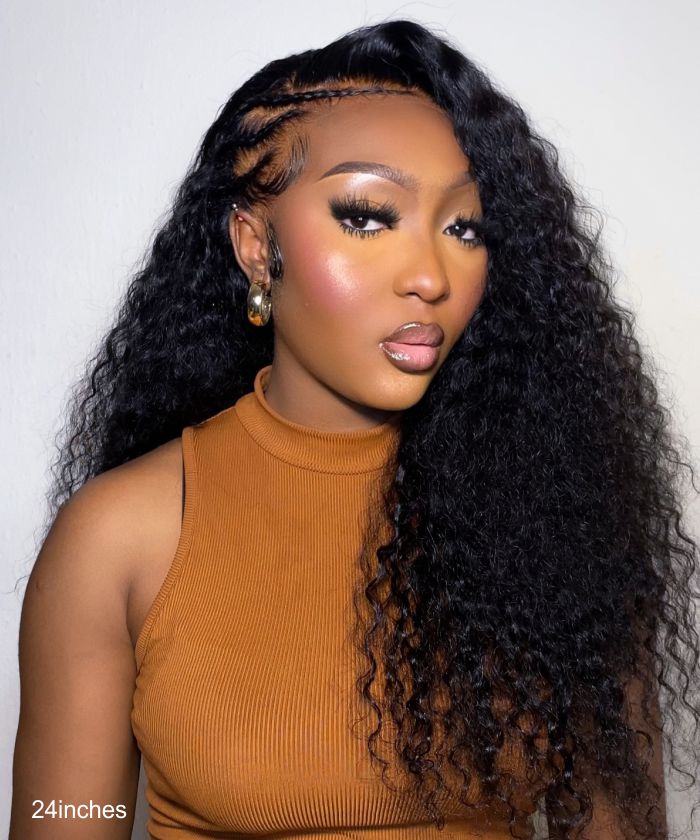 Glammane Perruque Cheveux Ondulés Noir Water Wave