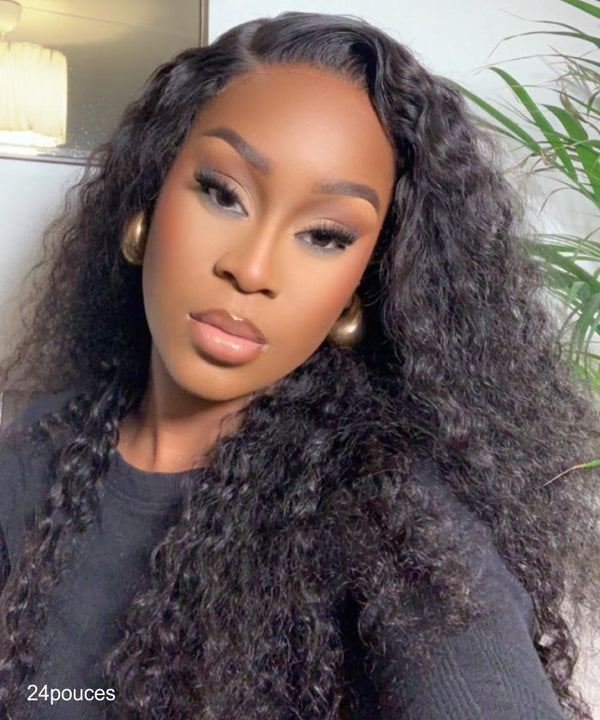 Perruque Premium Noir Cheveux Ondulés GLAMMANE