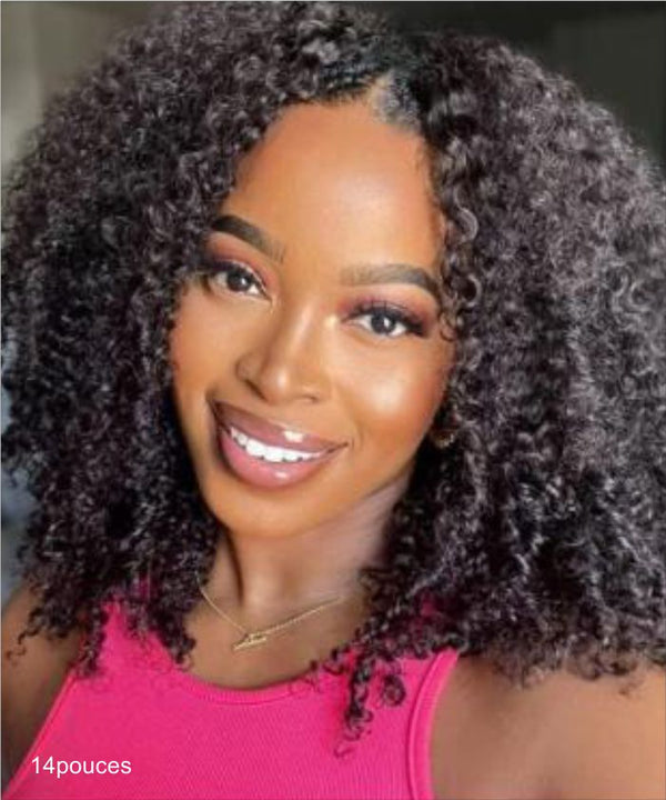 Perruque Kinky Curly lace closure Sans Colle GLAMMANE