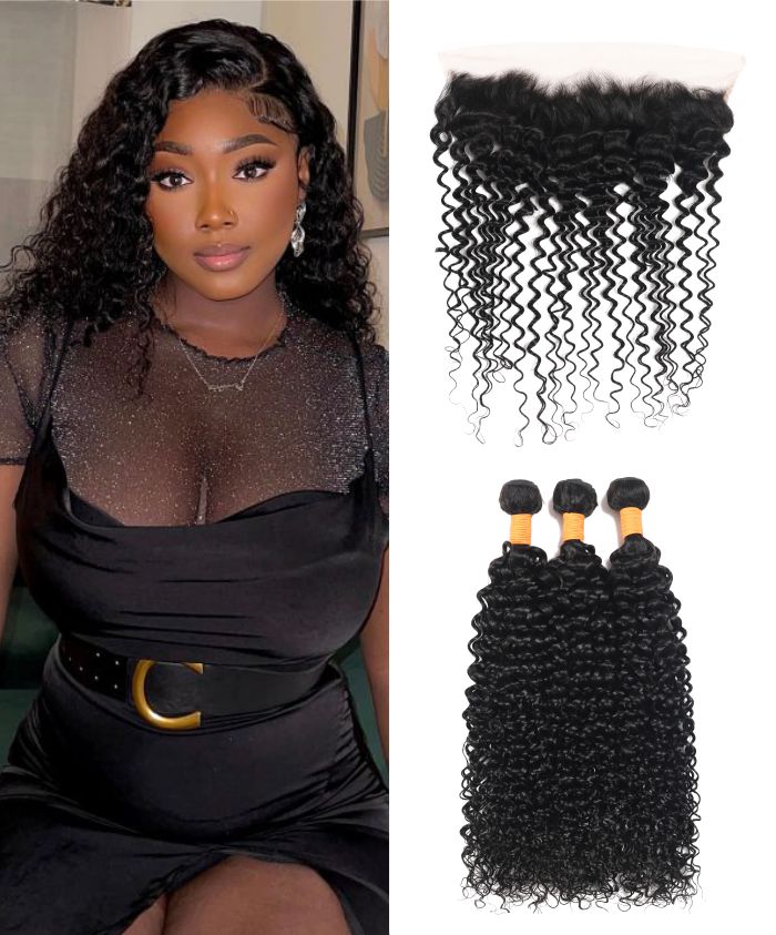13x4 Water Wave avec 1 Postiche et 3 Tissages GLAMMANE