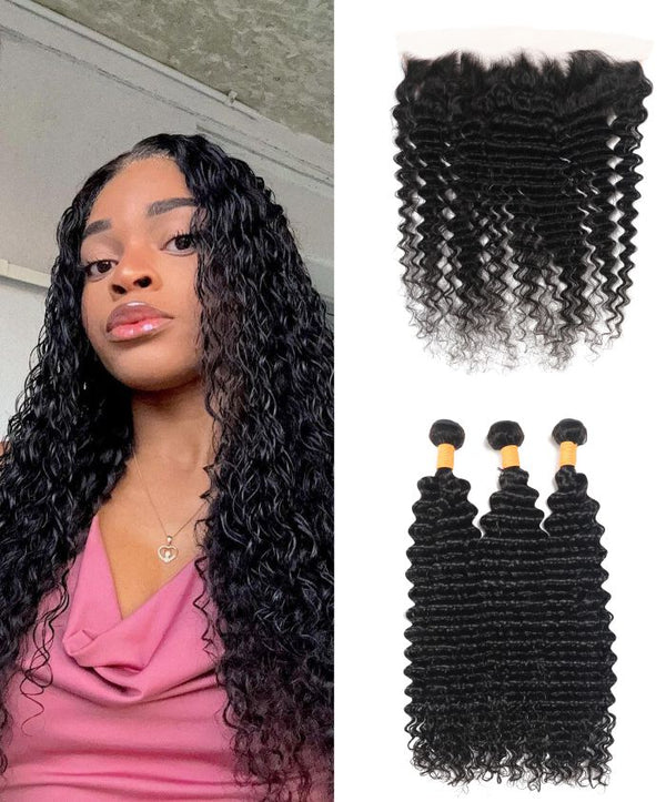13x4 Deep Wave avec 1 Postiche et 3 Tissages GLAMMANE