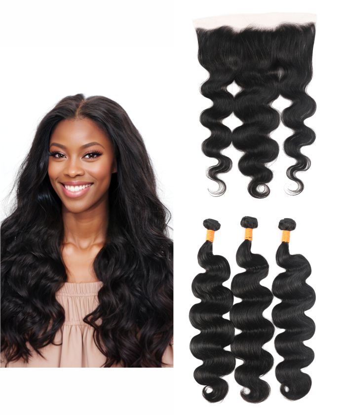 13x4 Lace Front Body Wave avec 1 Postiche et 3 Tissages
