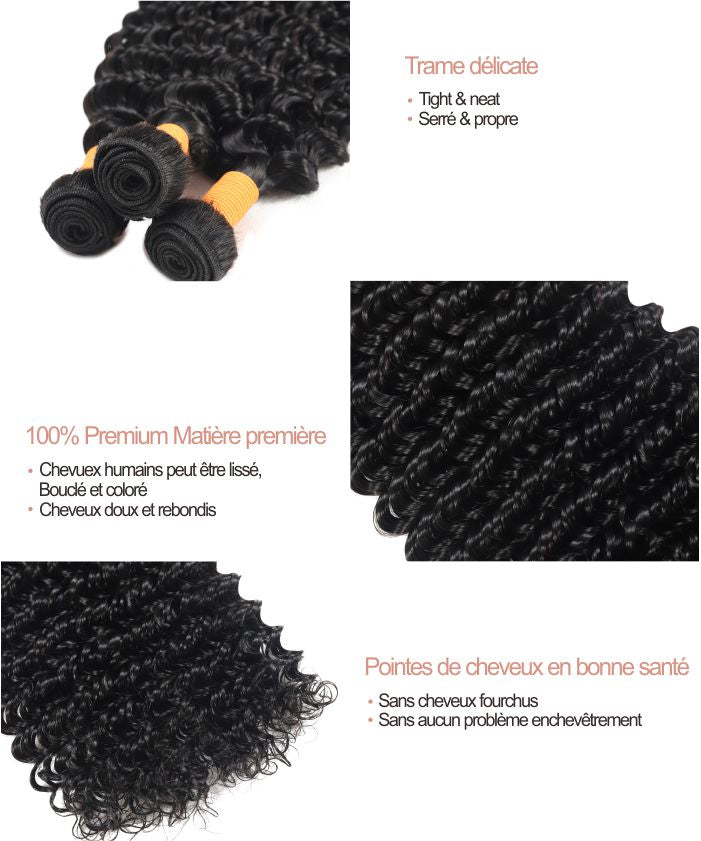1 Extension Cheveux Tissage Deep Wave Bundle 100% Virgin Human Hair 2