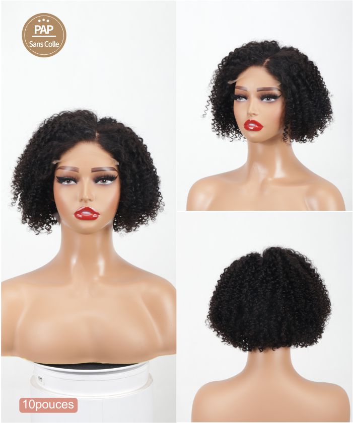 Perruque carré noir Cheveux Bouclés Kinky Curly 3