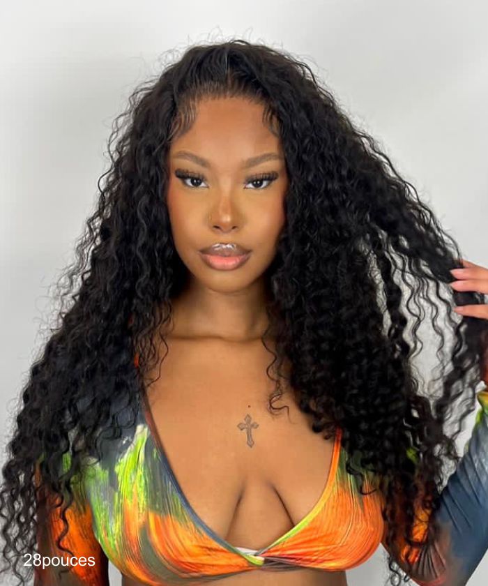 13×4 Perruque Premium Noir Cheveux Ondulés Deep Wave GLAMMANE 2