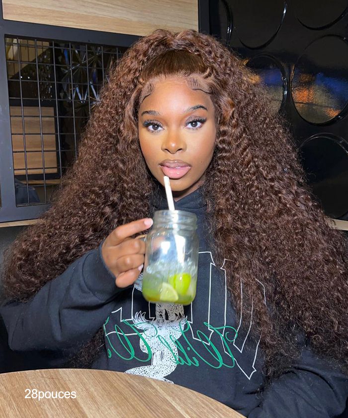 GLAMMANE Perruque Cheveux Ondulés Brun Chocolat Water Wave