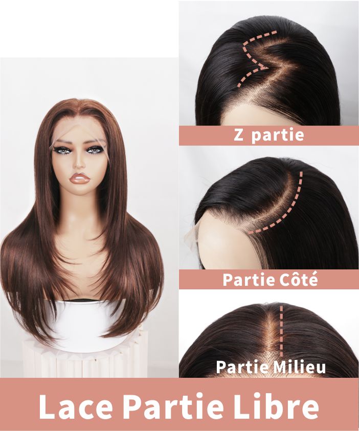 perruque brun chocolat raide layered 3